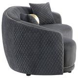 Side angle showing sofa curve and legs