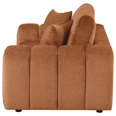Burnett loveseat showcasing wide arm and cushion details