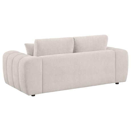 side angle of burnett 4-piece chenille upholstered loveseat ivory