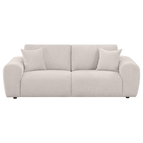 Burnett sofa side view showing wide arm design