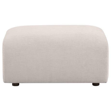 Burnett Ottoman side view showing rounded edges