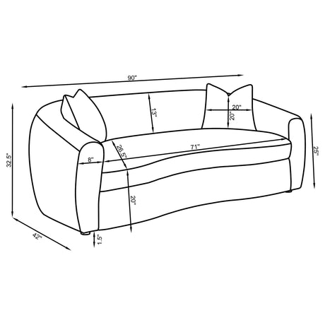 Close-up of Isabella sofa sand upholstery and armrest
