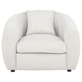 Isabella accent chair side view showing sloped arms