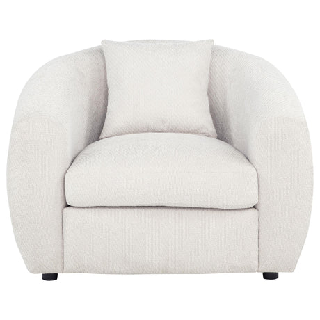 Isabella accent chair side view showing sloped arms
