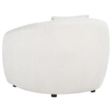 Back view of Isabella sand fabric upholstered accent chair