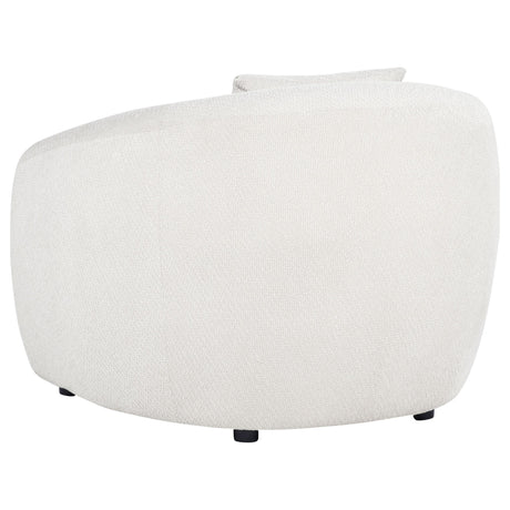 Back view of Isabella sand fabric upholstered accent chair