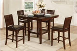 main view of Galena Brown Faux Leather Square Dining Room Set with square table and chairs