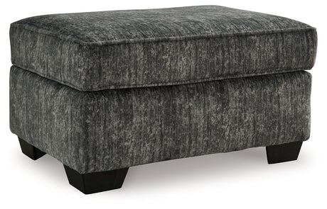 Lonoke Gunmetal Ottoman side angle