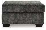 Side view of Lonoke Gunmetal Velvet Ottoman