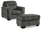 Lonoke Gunmetal Chair and Ottoman