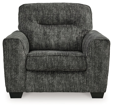 Lonoke Gunmetal loveseat detail angle