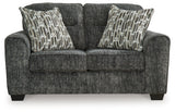 Lonoke Gunmetal loveseat side detail