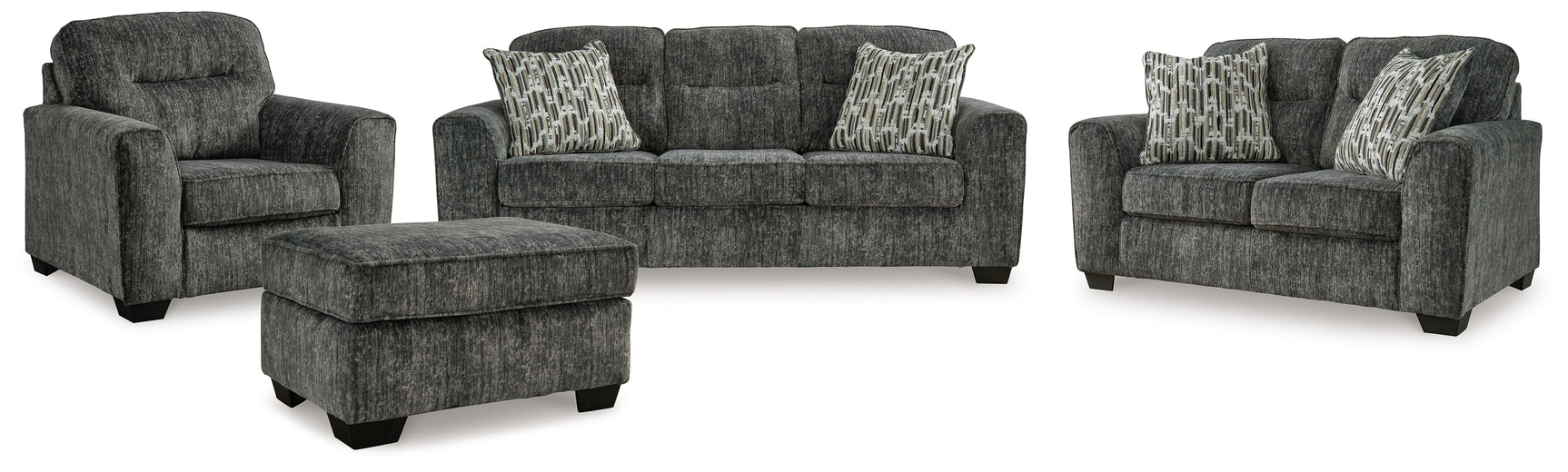 Lonoke Gunmetal loveseat side angle