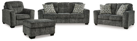 Lonoke Gunmetal loveseat side angle
