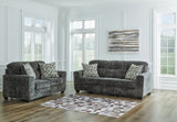 side view of Lonoke Gunmetal Sofa and Loveseat