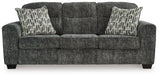 Lonoke Gunmetal Velvet Sofa side view
