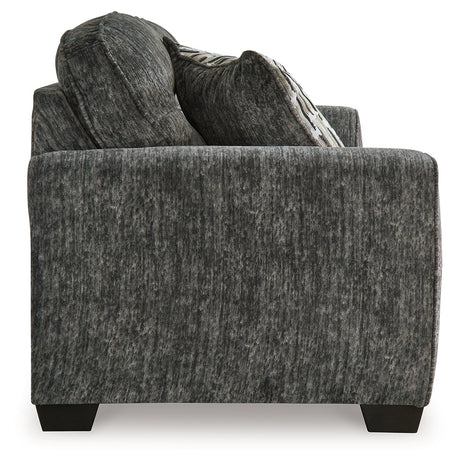 Lonoke Gunmetal Velvet Sofa angled view