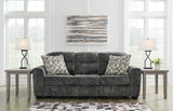 Lonoke Gunmetal 4-piece living room set with sofa, loveseat, chair, and ottoman