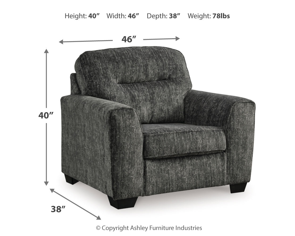 Lonoke Gunmetal Chair and Ottoman