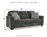 Lonoke Gunmetal 4-piece living room set with sofa, loveseat, chair, and ottoman