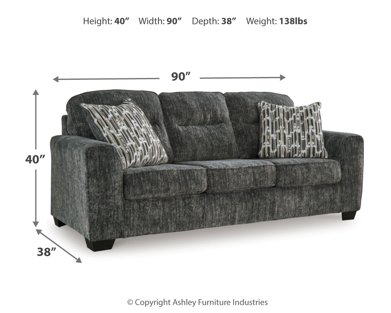 Lonoke Gunmetal 4-piece living room set with sofa, loveseat, chair, and ottoman