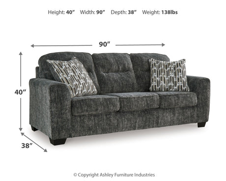 Lonoke Gunmetal 4-piece living room set with sofa, loveseat, chair, and ottoman