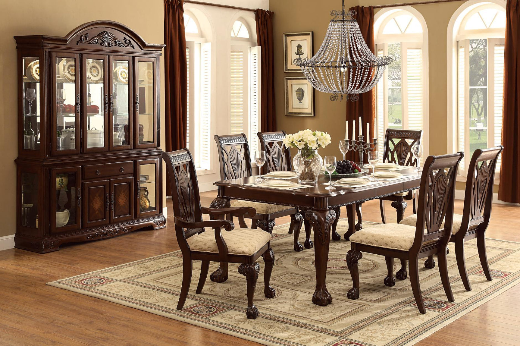 Norwich Dark Cherry Fabric Rectangular Dining Room Set main view