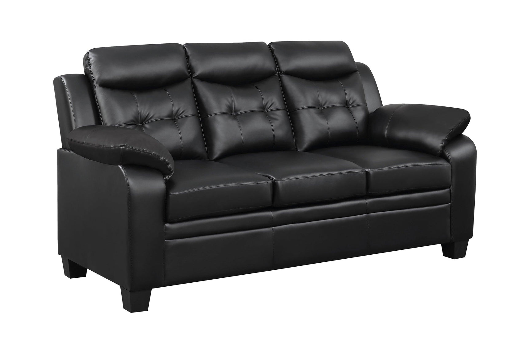 Finley Upholstered Pillow Top Arm Black loveseat side view