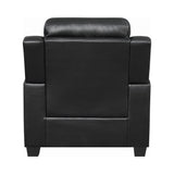 Finley Black Tufted Upholstered Accent Chair close-up of tufted back
