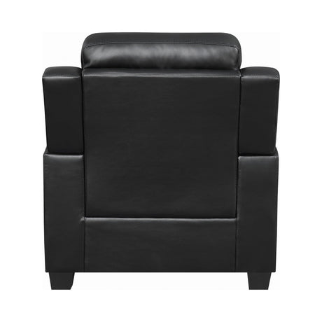 Finley Black Tufted Upholstered Accent Chair close-up of tufted back