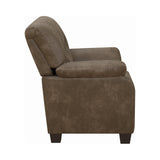 Meagan Upholstered Sofa Brown With Pillow Top Arms - Ella Furniture