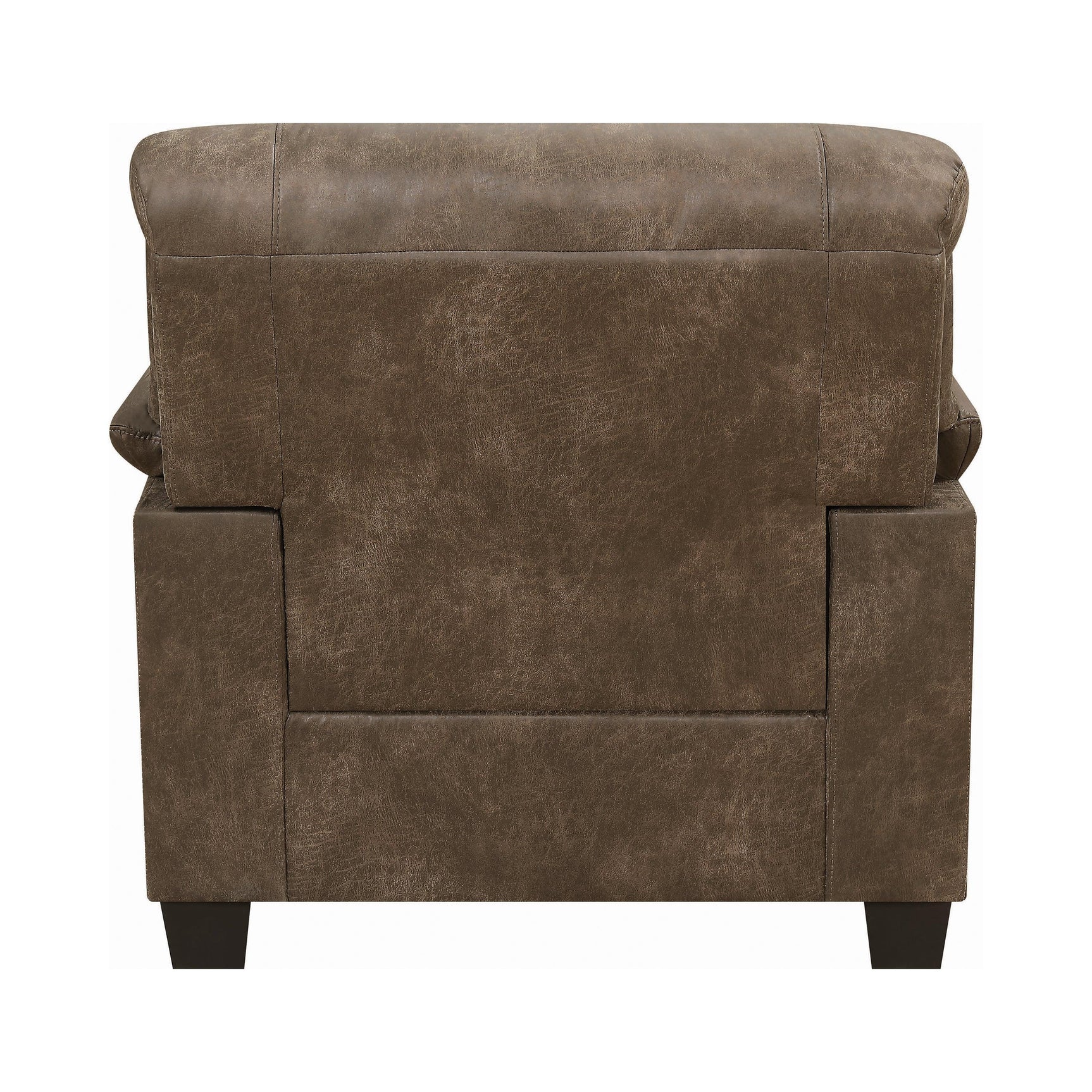 Meagan Upholstered Chair Brown With Pillow Top Arms - Ella Furniture