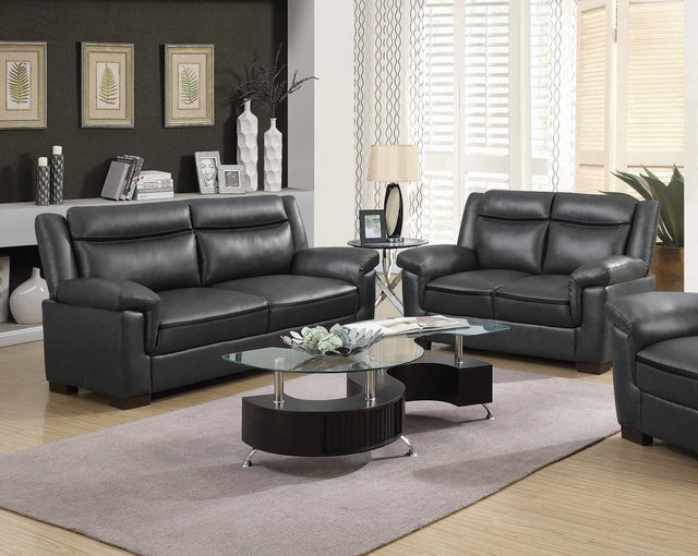 main view of Arabella Upholstered Pillow Top Arm Living Room Set Grey furniture