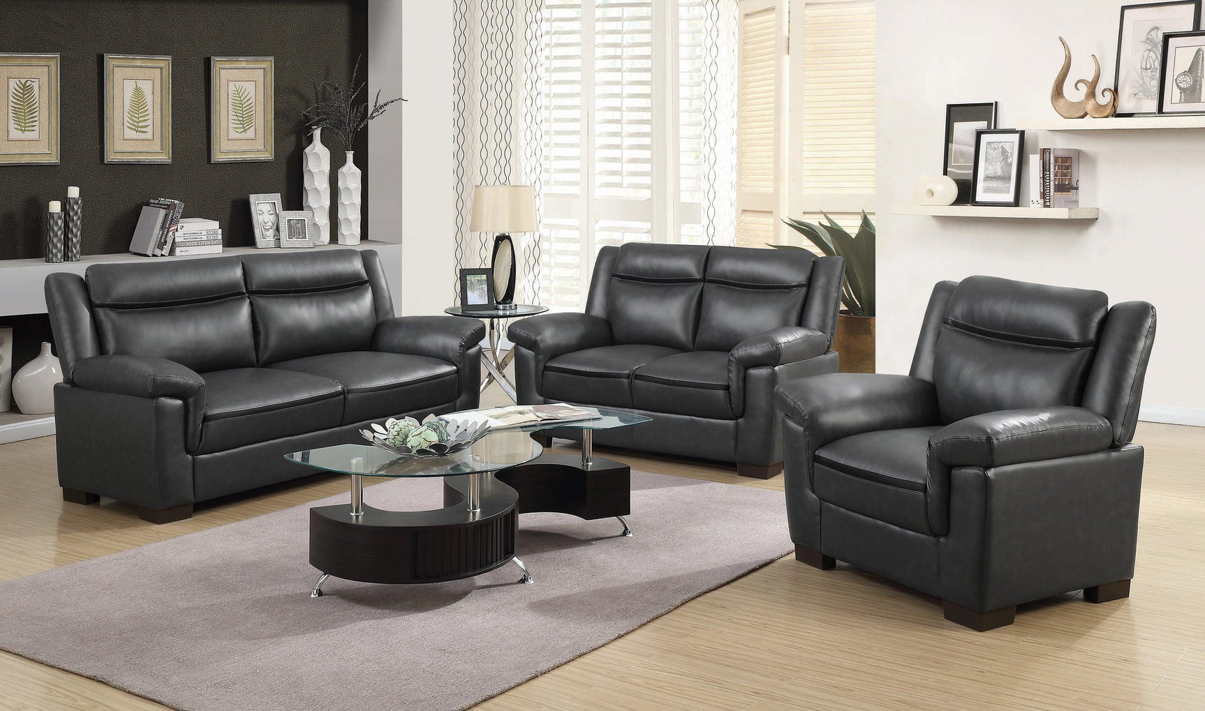 Side angle of Arabella Grey Pillow Top Upholstered Sofa