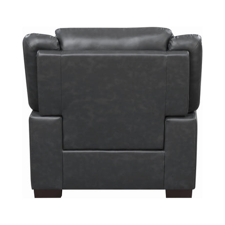 Arabella Grey Pillow Top Upholstered Accent Chair angled side view