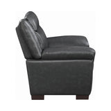 Close-up of Arabella Grey chair upholstery and armrest