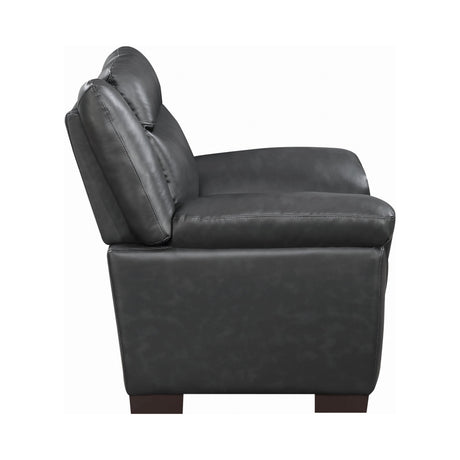 Close-up of Arabella Grey chair upholstery and armrest