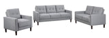 Bowen grey upholstered track arm tufted sofa front view