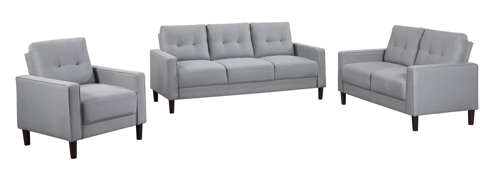 main view of Bowen Upholstered Track Arm Tufted Sofa Grey furniture