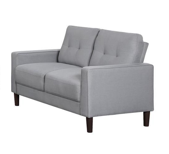 Bowen Grey Upholstered Tufted Track Arm Loveseat