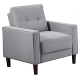 Bowen Grey Upholstered Tufted Accent Chair with Track Arms