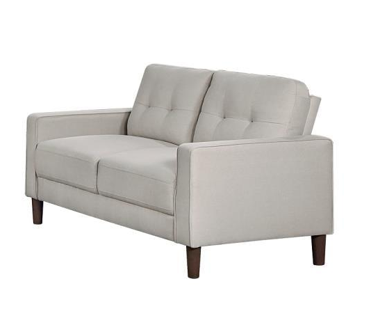 Bowen Beige Upholstered Tufted Loveseat with Track Arms