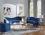 Sophia Upholstered Camel Back Sofa Blue - Ella Furniture