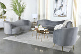 Sophia 2-Piece Upholstered Living Room Set With Camel Back Grey And Gold - Ella Furniture