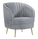 Sophia Upholstered Sofa With Camel Back Grey And Gold - Ella Furniture