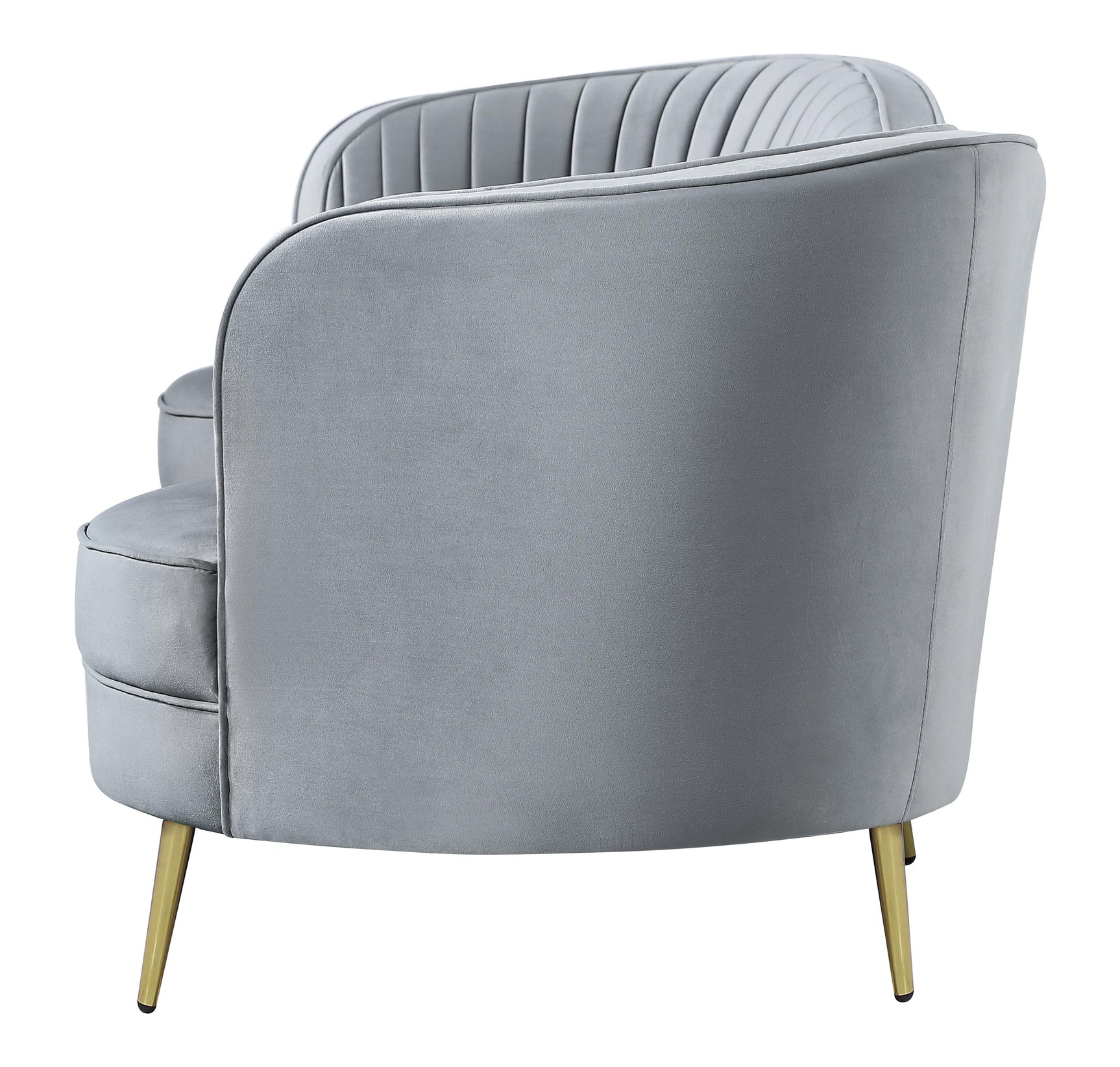Sophia Upholstered Sofa With Camel Back Grey And Gold - Ella Furniture