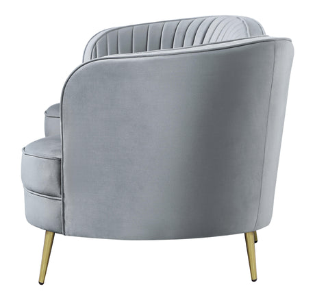 Close-up of gold accent hardware on Sophia sofa