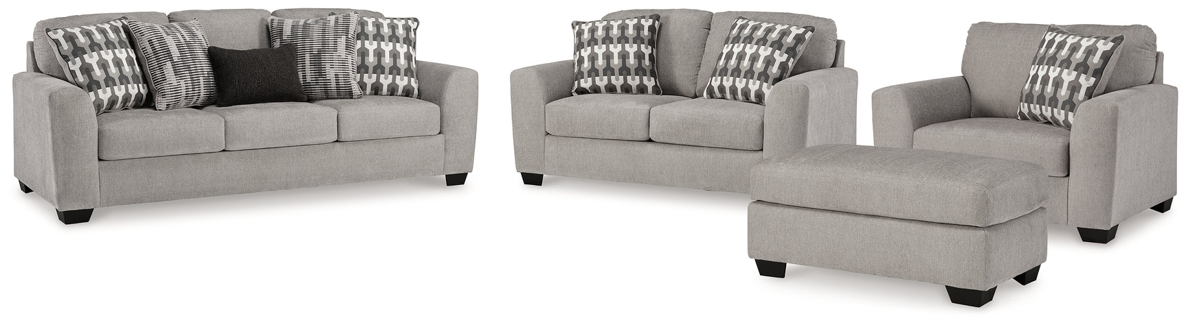 Side view of Avenal Flannel Park loveseat