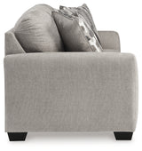 Side profile of sofa in flannel fabric