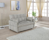 Cotswold beige tufted cushion sleeper sofa bed close-up of tufting
